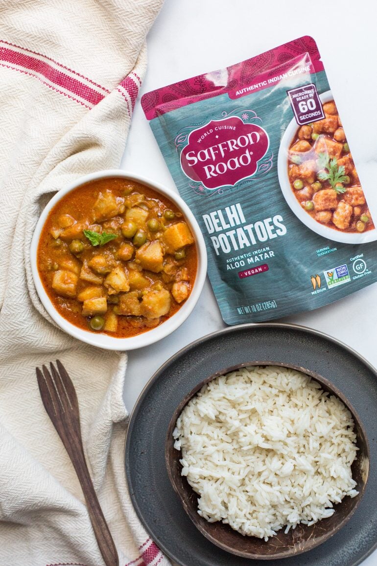 Delhi Potatoes over Rice Saffron Road