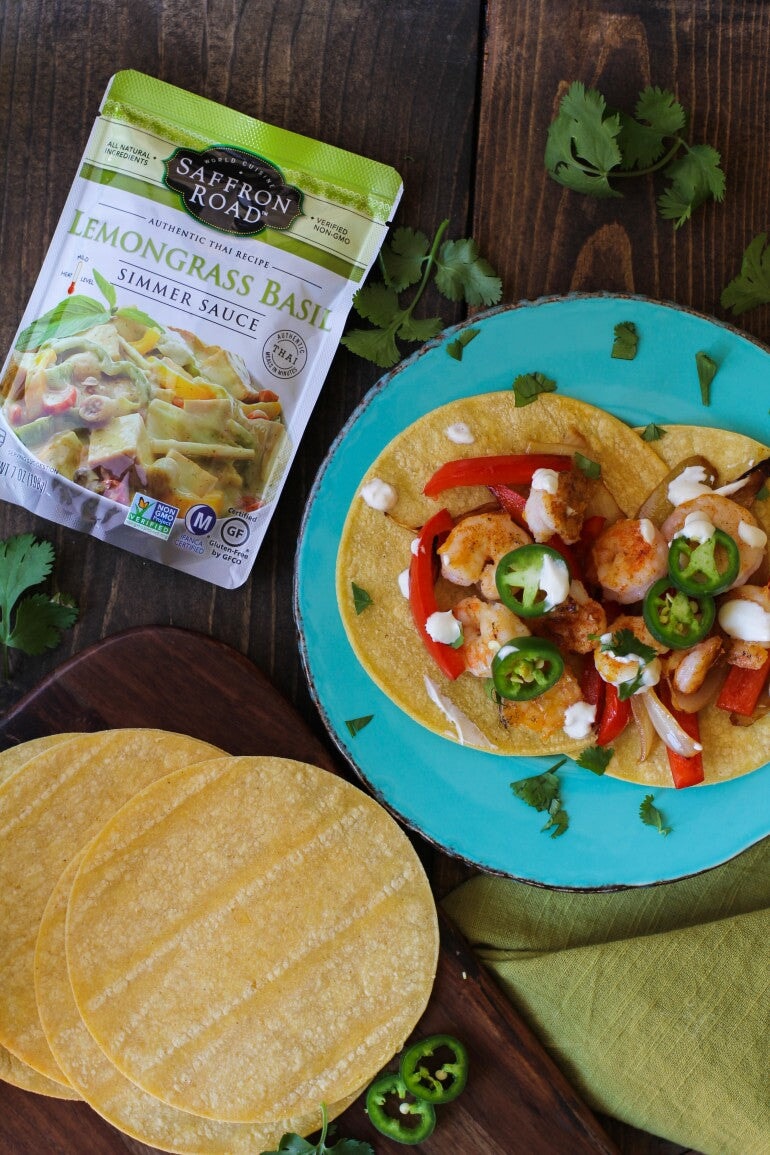 Lemongrass Basil Shrimp Tacos