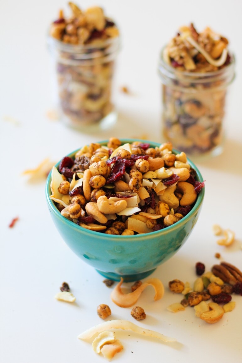 Sweet and Savory Trail Mix with Coconut Chips and Roasted Chickpeas