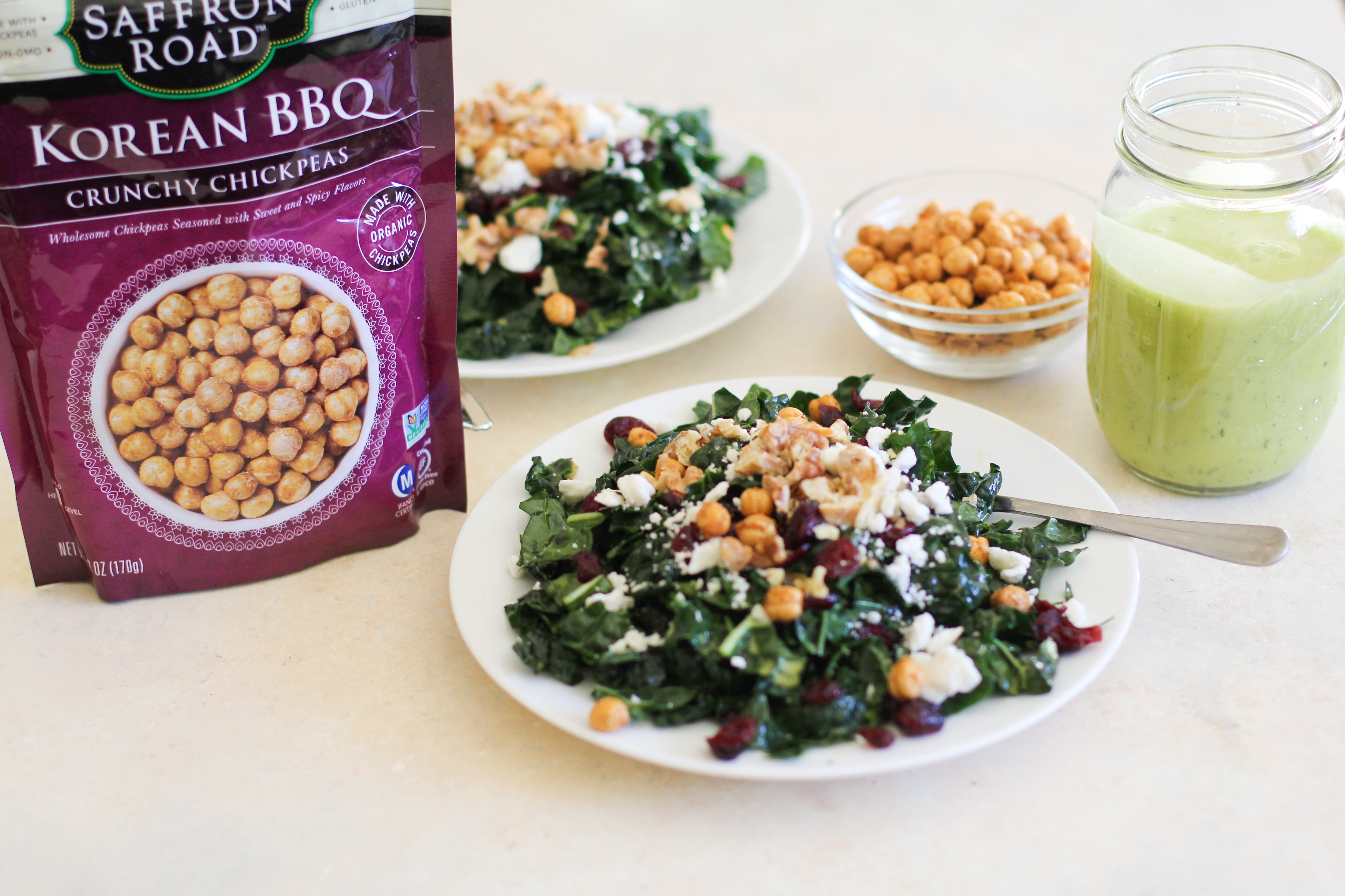 Kale Salad with Roasted Walnuts and Chickpeas and Lemon-Parsley Vinaigrette