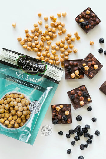Sea Salt Crunchy Chickpeas & Dried Blueberries Chocolates