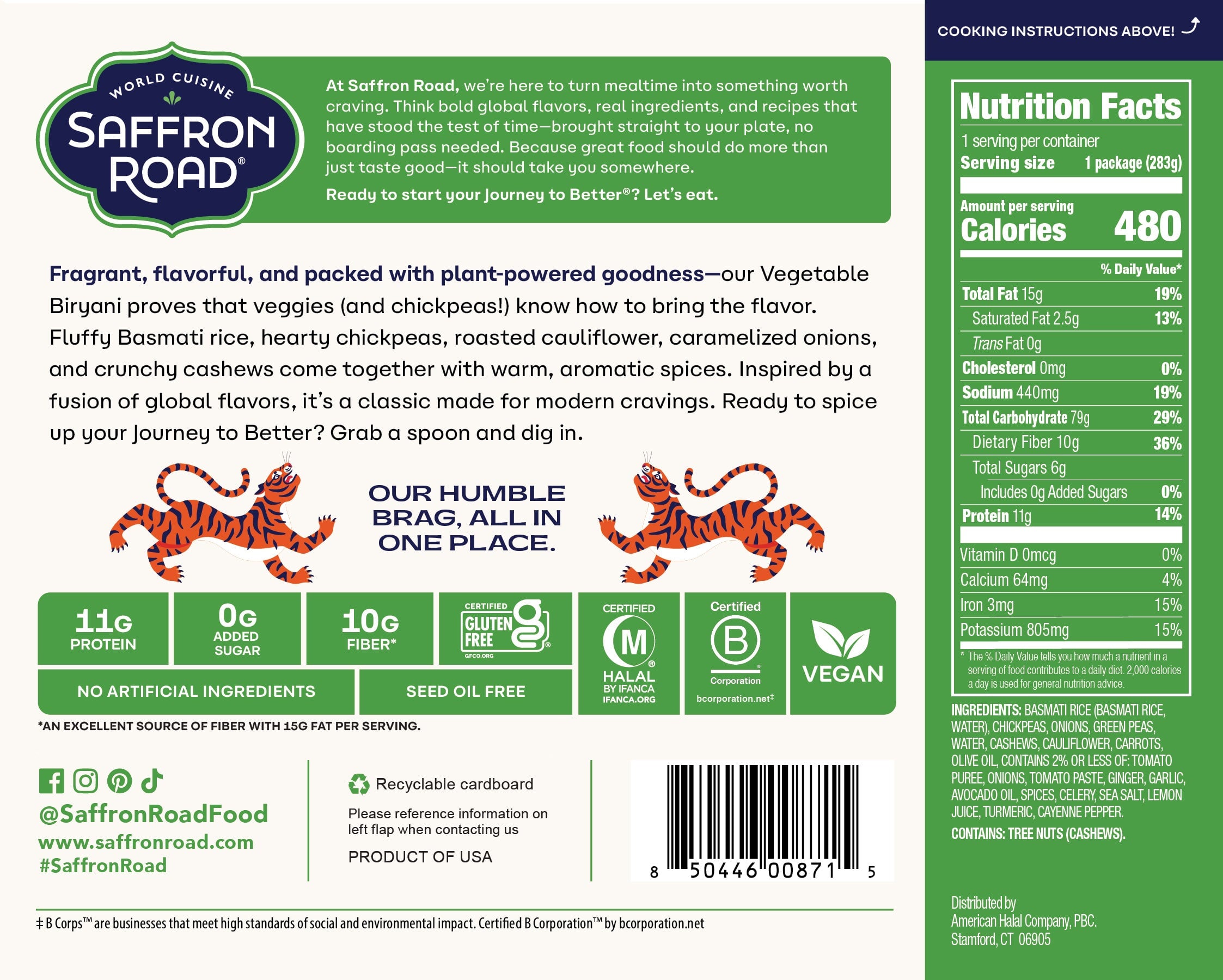 Vegetable Biryani Frozen Dinners saffron-road-b2c