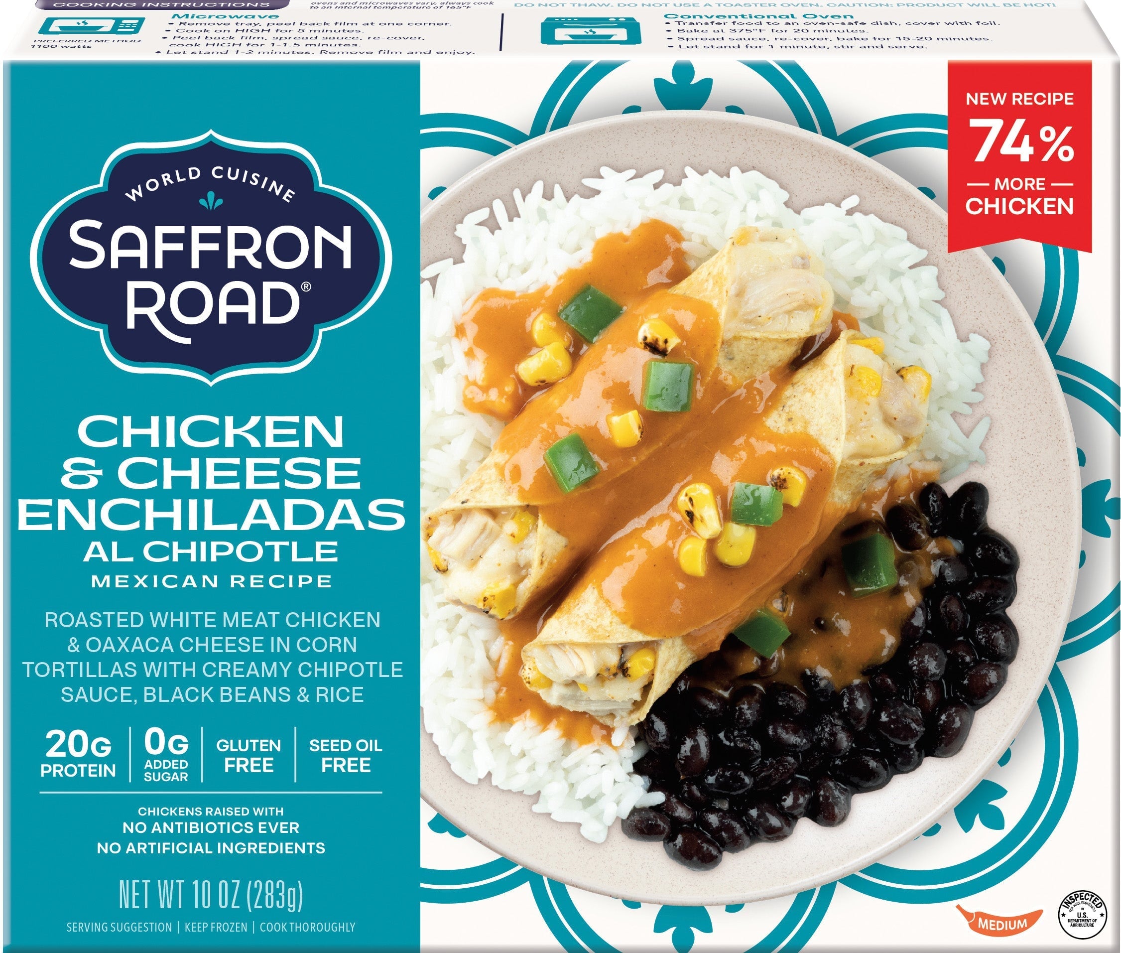 Chicken & Cheese Enchiladas al Chipotle Frozen Dinners saffron-road-b2c
