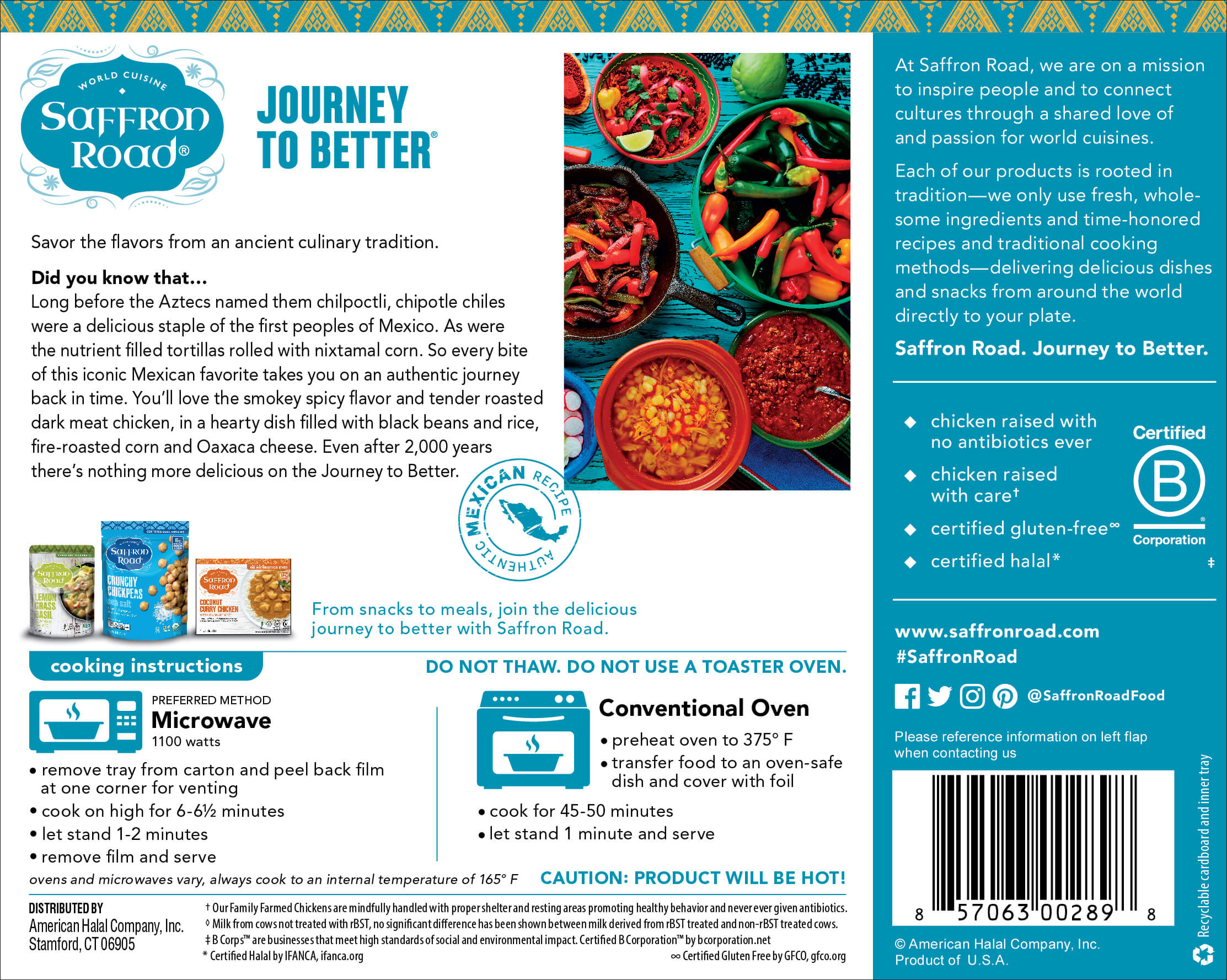 Chicken Enchiladas Al Chipotle Frozen Meal Frozen Dinners saffron-road-b2c