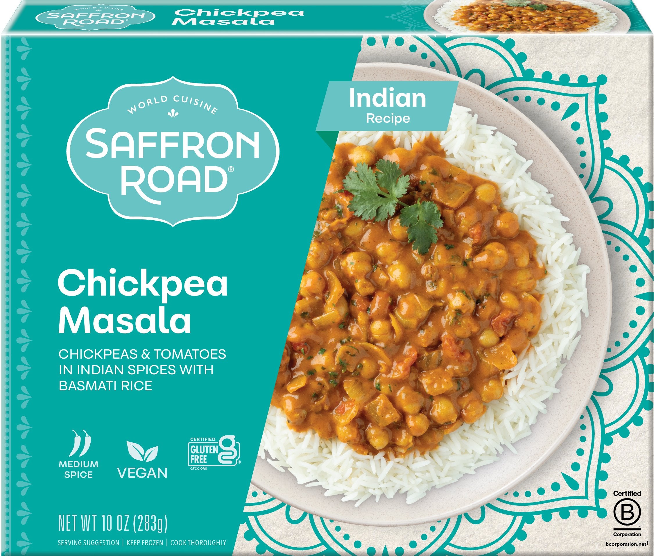 Chickpea Masala with Basmati Rice Frozen Meal Frozen Dinners saffron-road-b2c 10 oz 