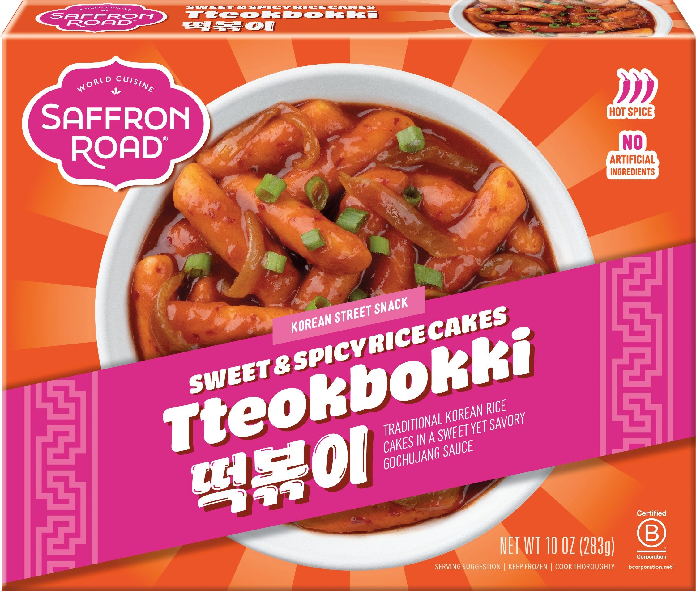 Korean Sweet & Spicy Rice Cakes Tteokbokki Frozen Dinners Saffron Road 10 oz