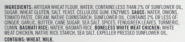 Butter Chicken Frozen Artisan Burrito Wrap Frozen Dinners saffron-road-b2c