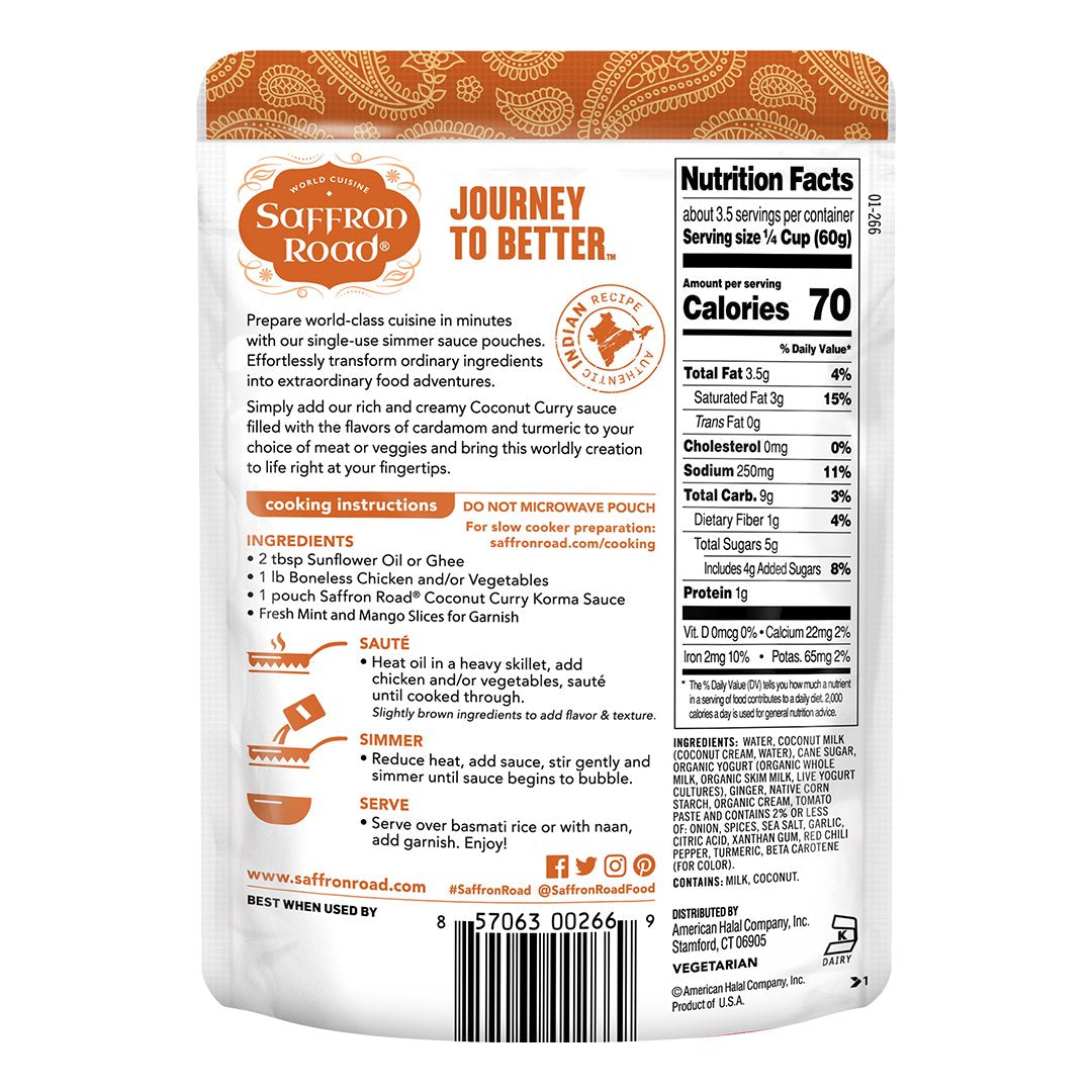 Coconut Curry Simmer Sauce 4 Pack Simmer Sauce saffron-road-b2c