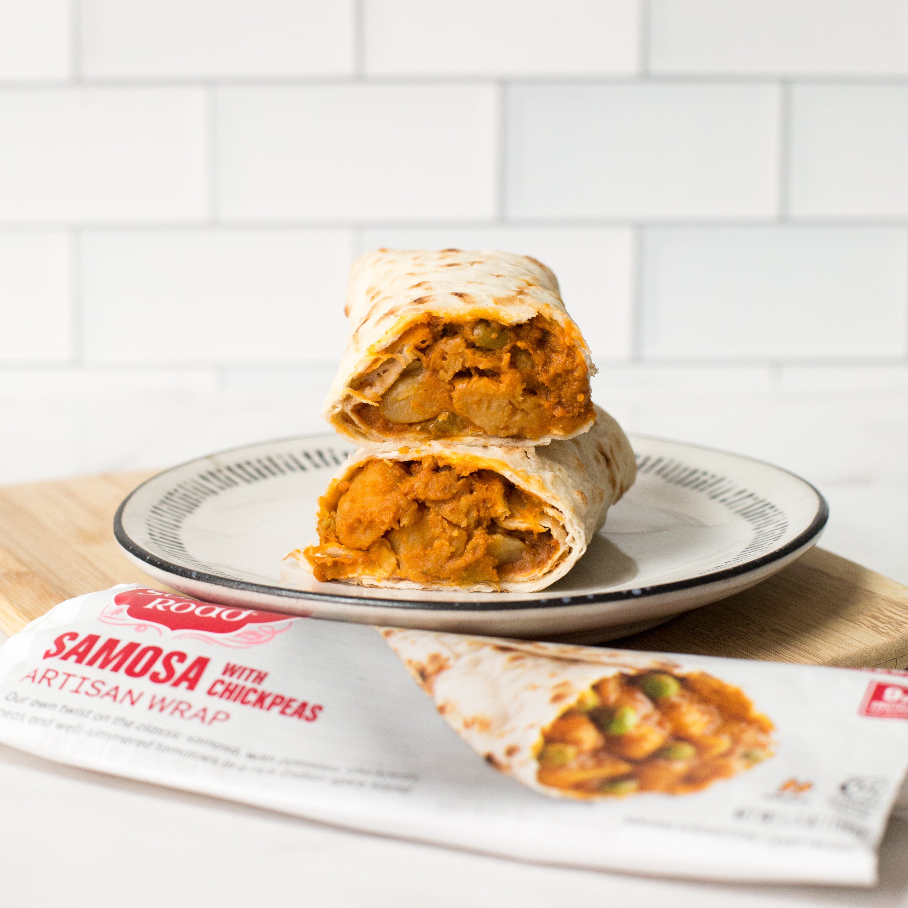 Samosa with Chickpeas Frozen Artisan Burrito Wrap Frozen Dinners saffron-road-b2c