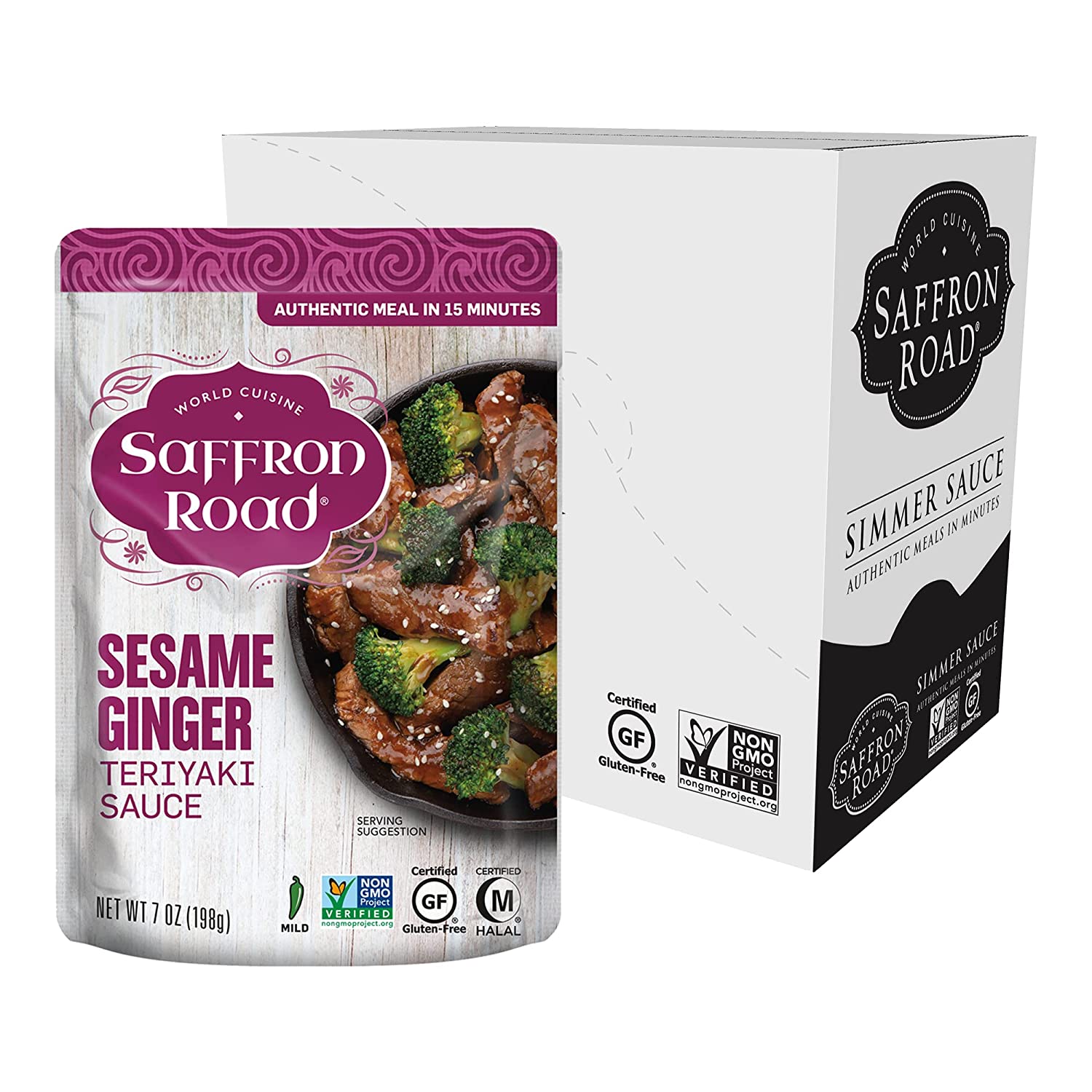 Sesame Ginger Simmer Sauce Simmer Sauce saffron-road-b2c 8 Pack (7oz)
