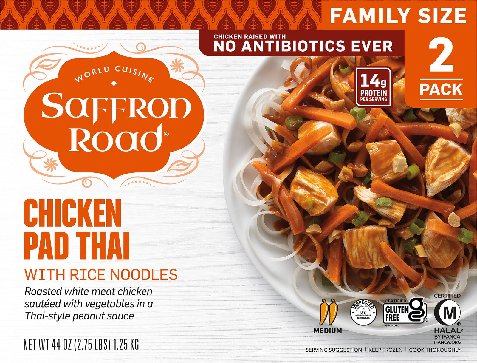 BJ's Chicken Pad Thai Frozen Meal 2 Pack Frozen Dinners saffron-road-b2c