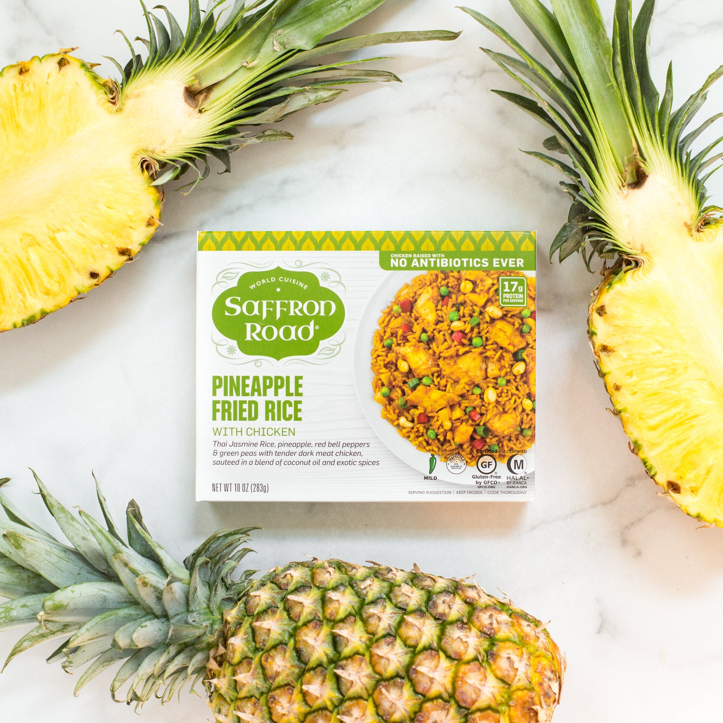 Pineapple Fried Rice with Chicken Frozen Meal Frozen Dinners saffron-road-b2c
