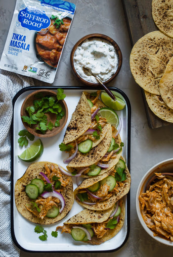 Chicken Tikka Tacos with Cilantro-Mint Yogurt Sauce