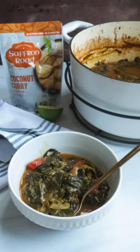 Easy Roasted Coconut Curry Collard Greens