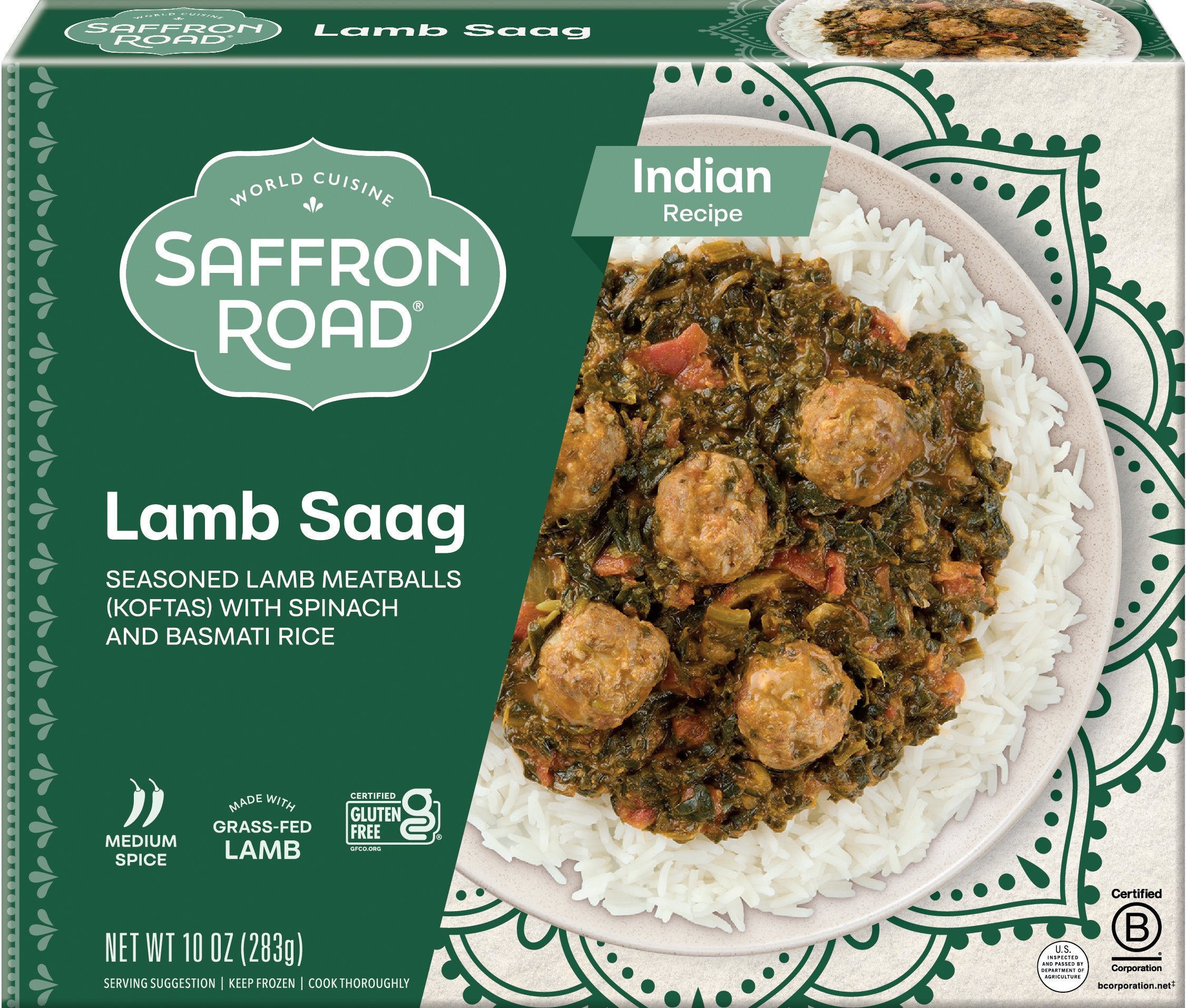 Lamb Saag (Spinach) Frozen Meal Frozen Dinners saffron-road-b2c 10 oz 