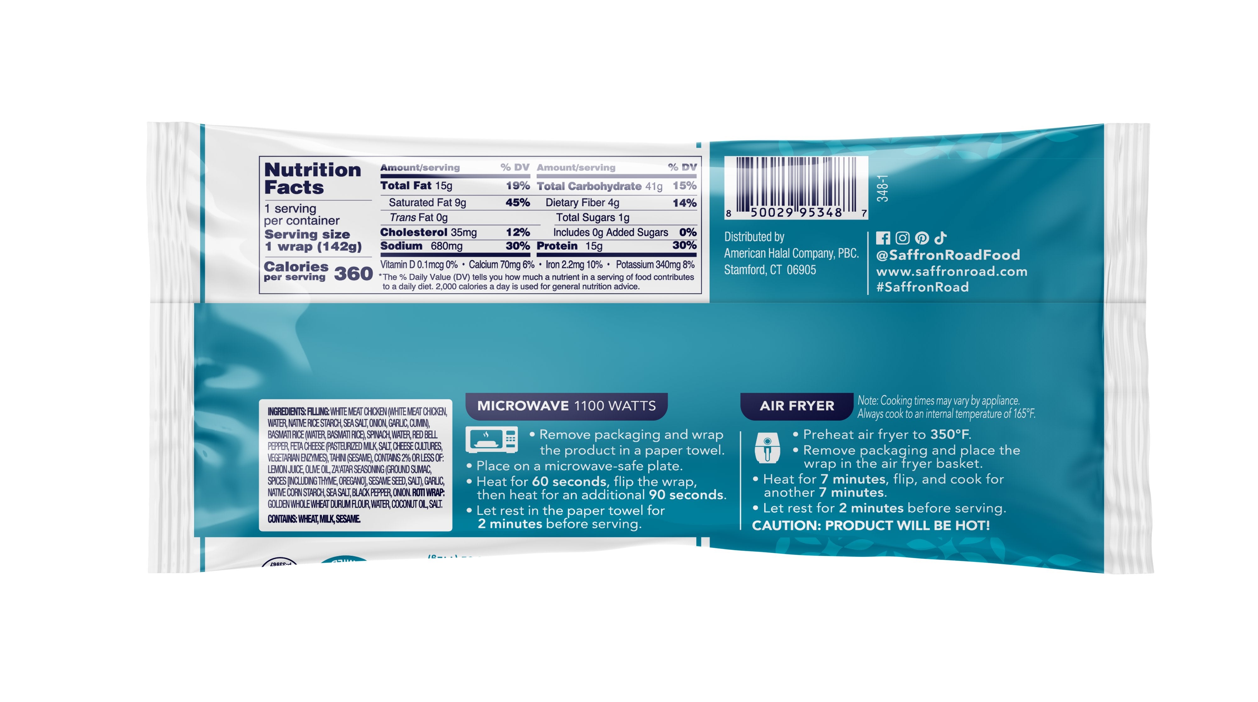 Chicken Lemon Tahini Frozen World Cuisine Wrap Saffron Road 