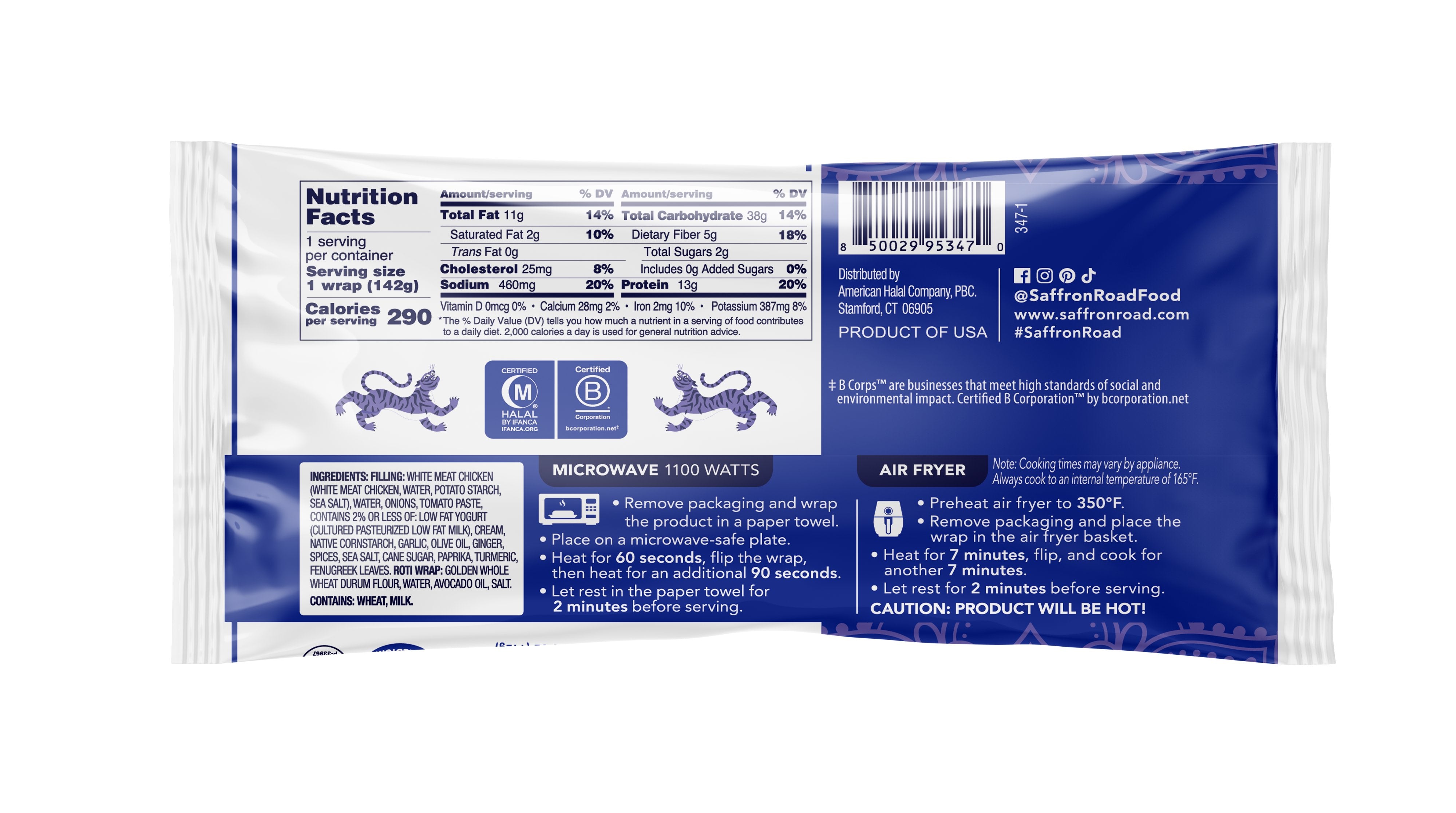 Chicken Tikka Masala Frozen World Cuisine Wrap Frozen Dinners saffron-road-b2c 