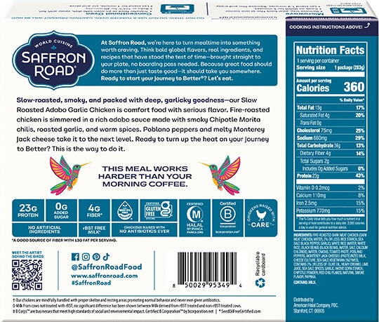 Slow-Roasted Adobo Garlic Chicken Frozen Dinners saffron-road-b2c 