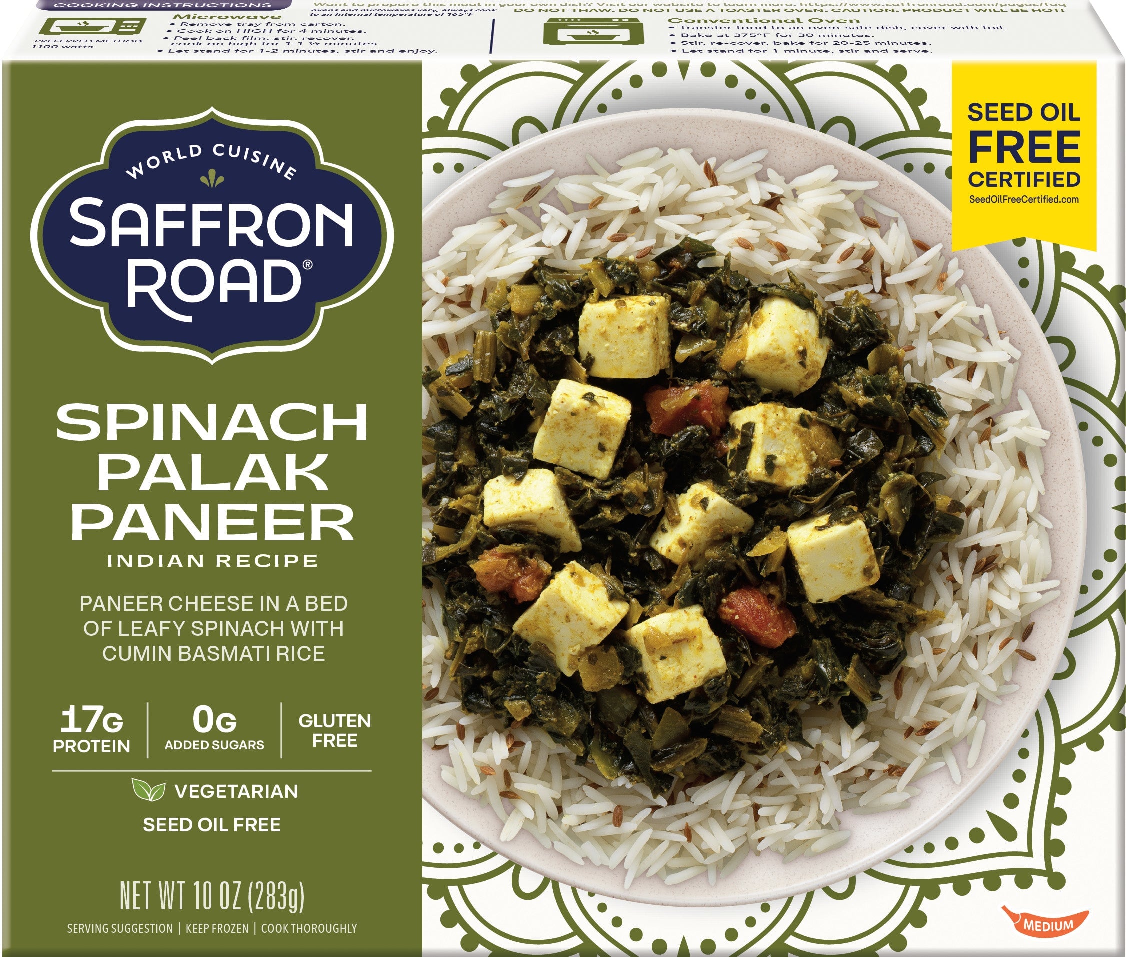 Spinach Palak Paneer Frozen Dinners saffron-road-b2c 