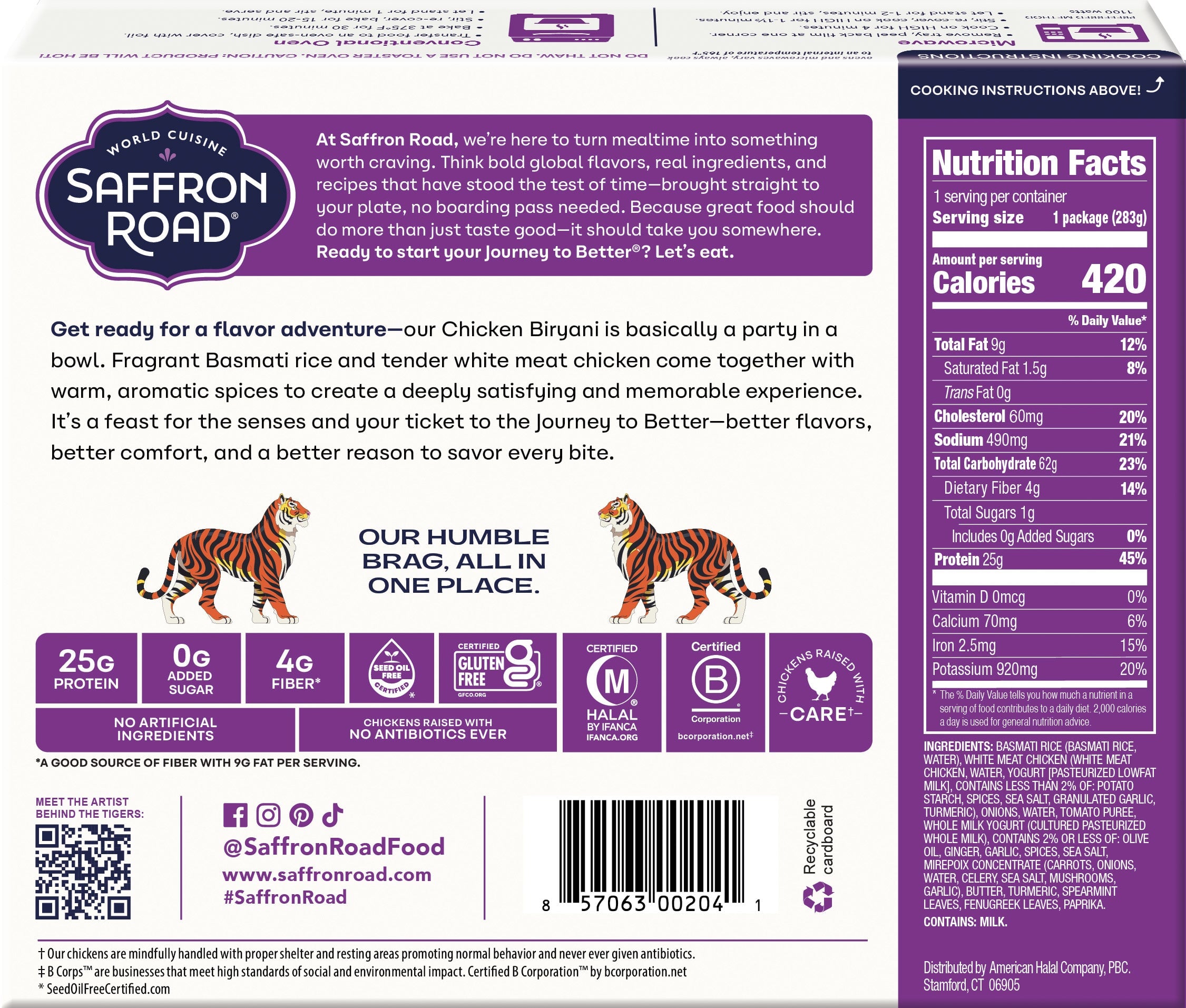 Chicken Biryani Frozen Dinners saffron-road-b2c 