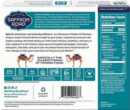 Chicken & Potatoes Frozen Dinners saffron-road-b2c 