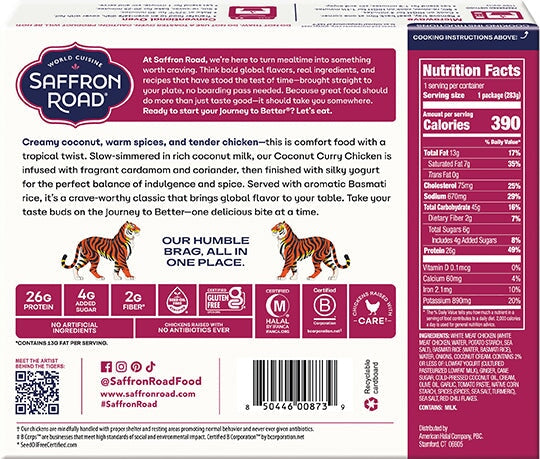 Coconut Curry Chicken Frozen Dinners saffron-road-b2c 
