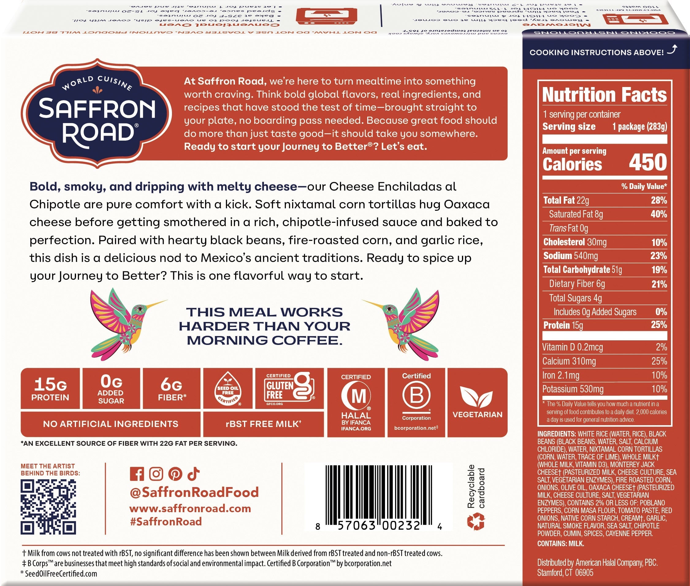 Cheese Enchiladas Al Chipotle Frozen Dinners saffron-road-b2c 