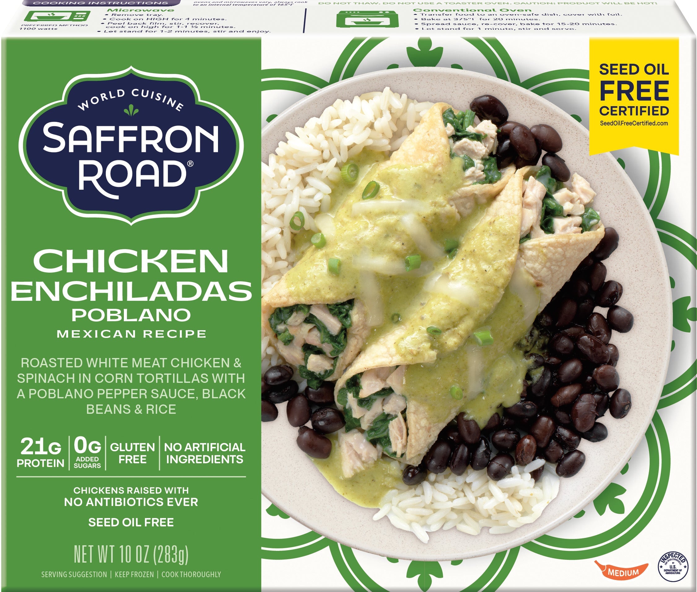 Chicken Enchiladas Poblano Frozen Dinners saffron-road-b2c 