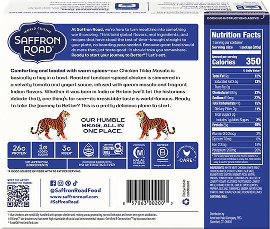 Chicken Tikka Masala Frozen Dinners saffron-road-b2c 