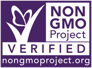 Non-GMO Project Verified Logo White and Purple