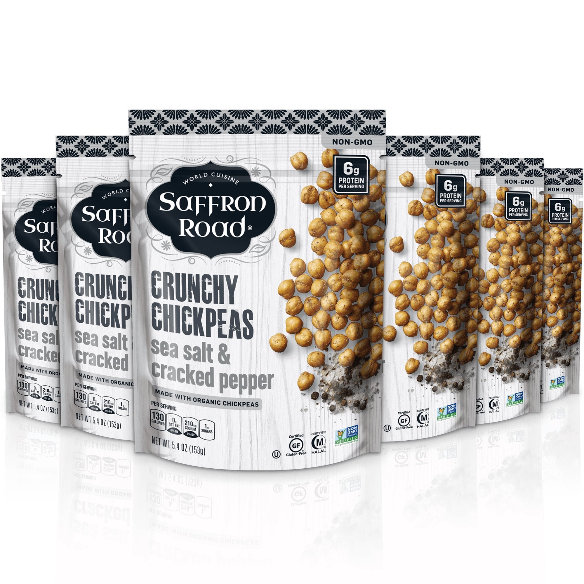 Sea Salt & Cracked Pepper Crunchy Chickpeas Crunchy Chickpea saffron-road-b2c 6 Pack (5.4 oz) 