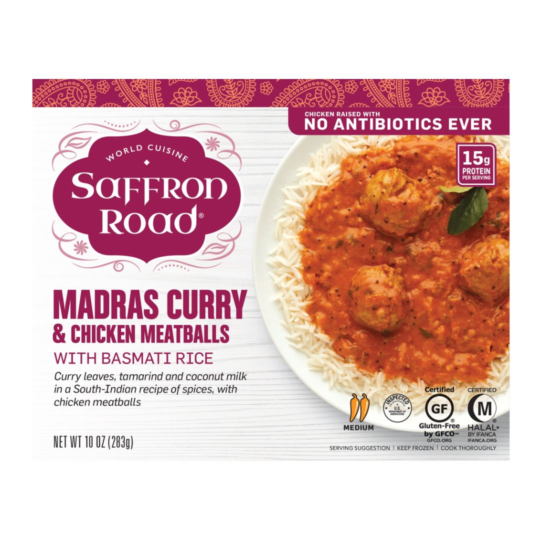 Madras Curry & Chicken Meatballs Frozen Meal Frozen Dinners saffron-road-b2c 