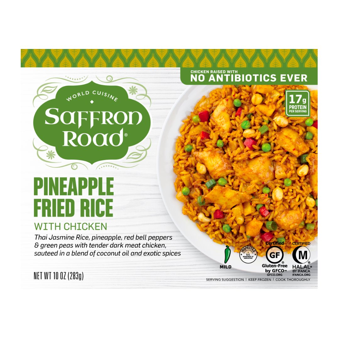 Pineapple Fried Rice with Chicken Frozen Meal Frozen Dinners saffron-road-b2c 