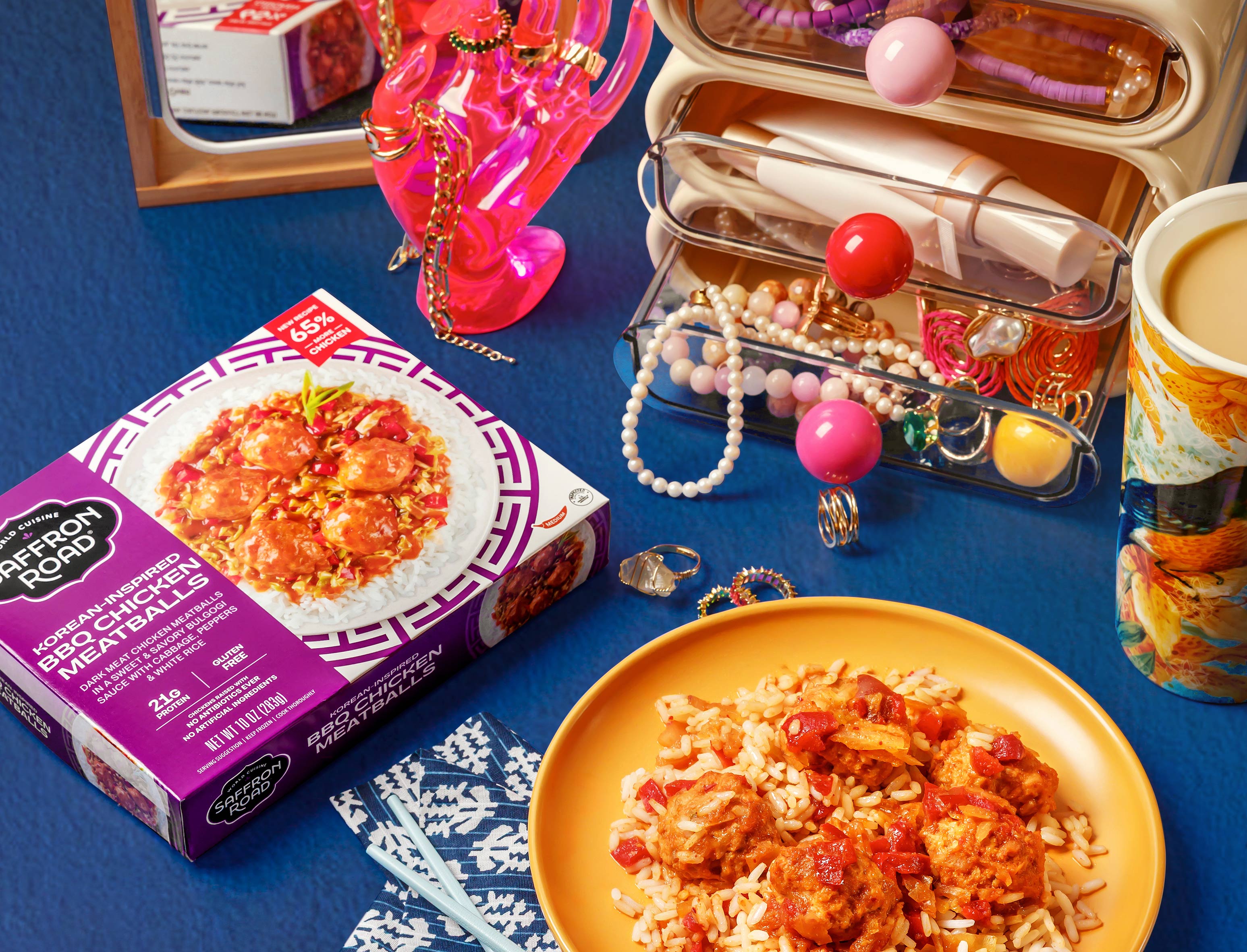 Korean-Inspired BBQ Chicken Meatballs Frozen Dinners saffron-road-b2c 
