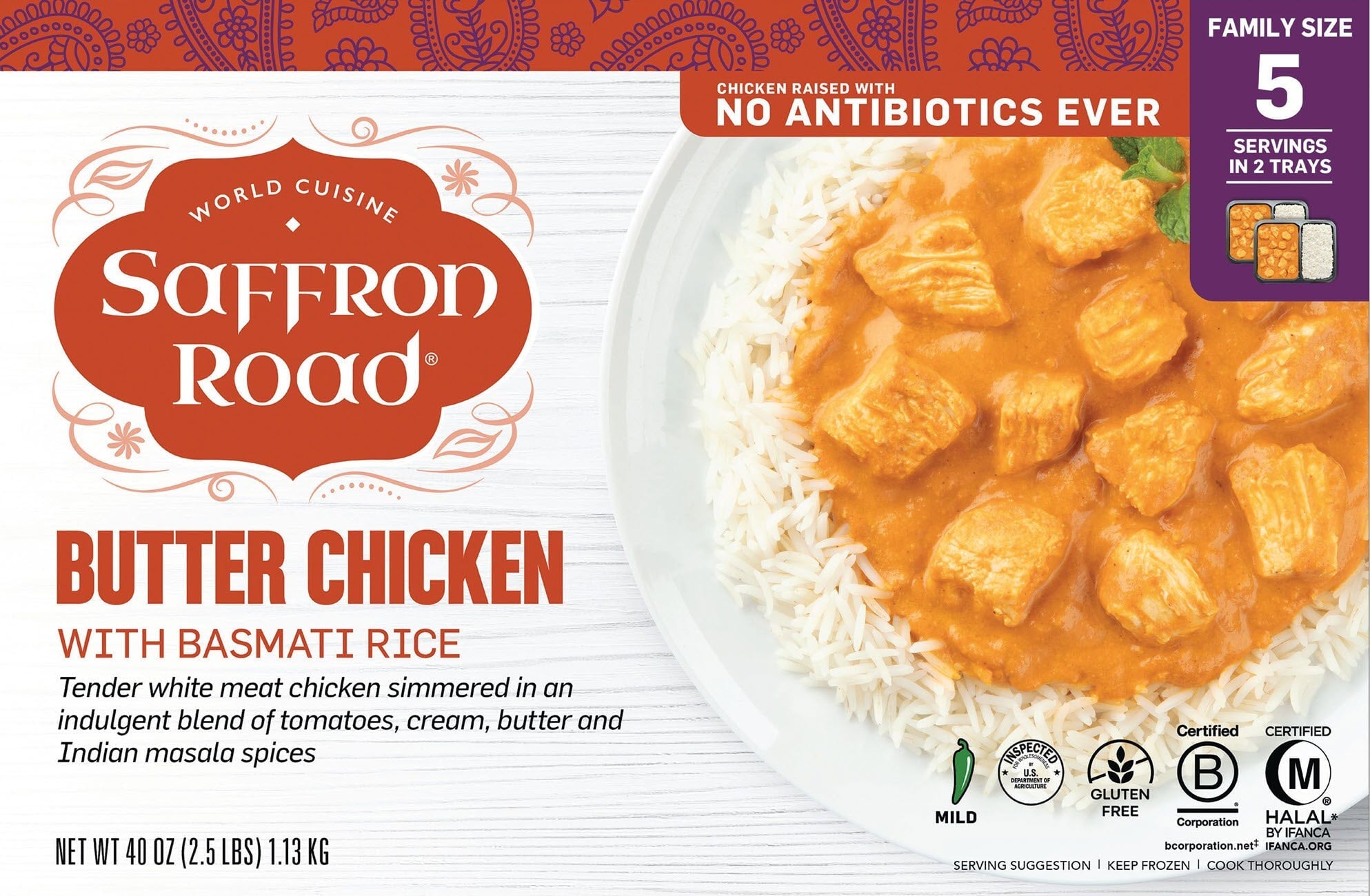 Costco Butter Chicken Frozen Meal 20 oz 2 Pack Frozen Dinners saffron-road-b2c 